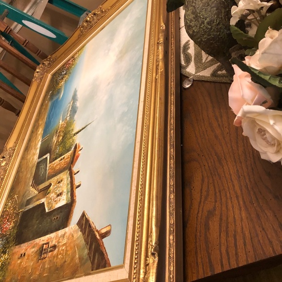 24x36 Rossini Oil Painting Coastal Italian Villa. - Picture 9 of 14